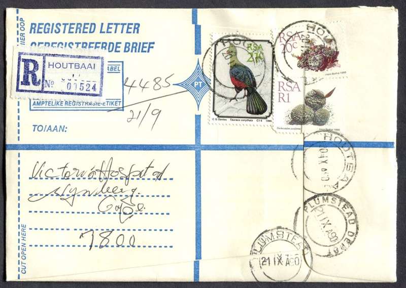 RSA - Cover Registered At Houtbaai Post Office
