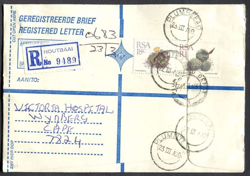 RSA - Cover Registered At Houtbaai Post Office
