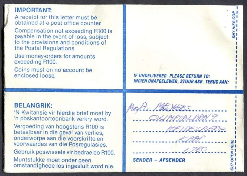 RSA - Cover Registered At Heidelberg K/C Post Office