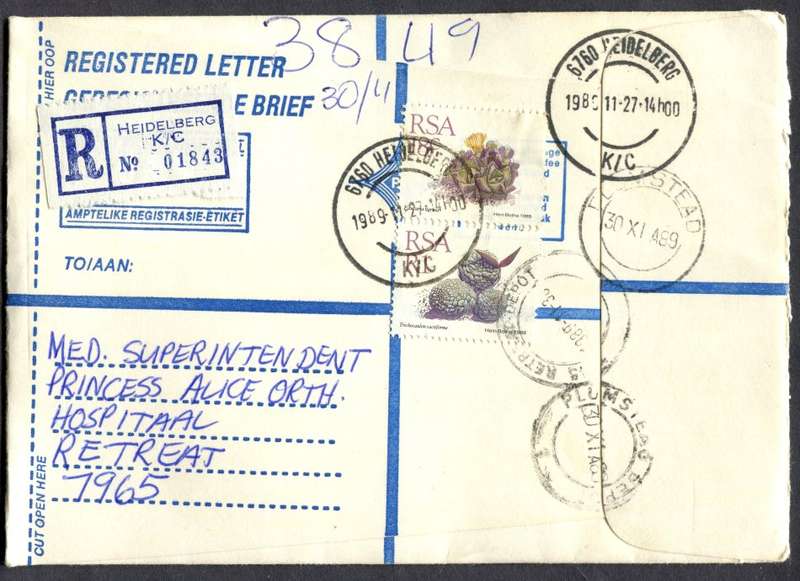 RSA - Cover Registered At Heidelberg K/C Post Office