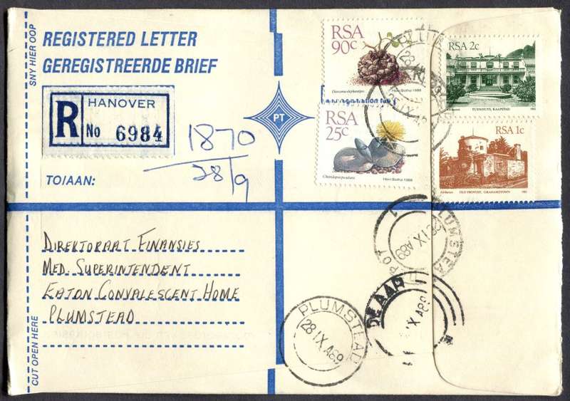 RSA - Cover Registered At Hanover Post Office