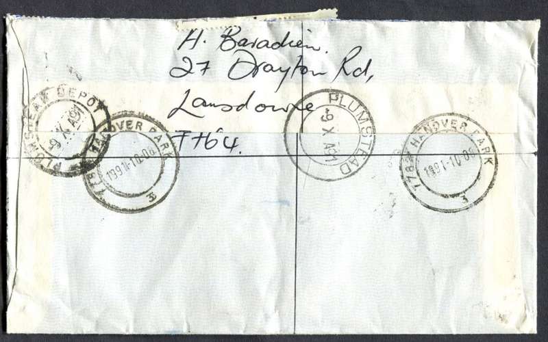 RSA - Cover Registered At Hanover Park Post Office