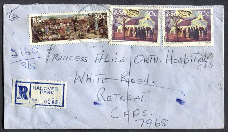 RSA - Cover Registered At Hanover Park Post Office