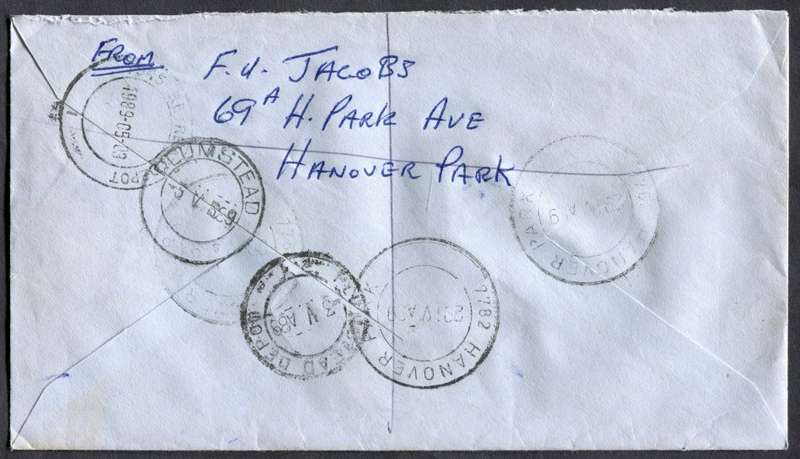 RSA - Cover Registered At Hanover Park Post Office