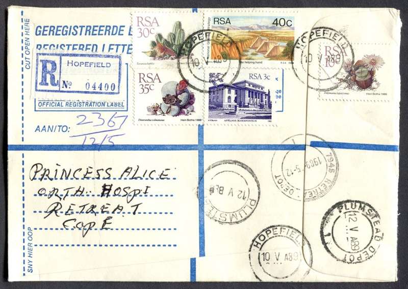 RSA - Cover Registered At Hopefield Post Office