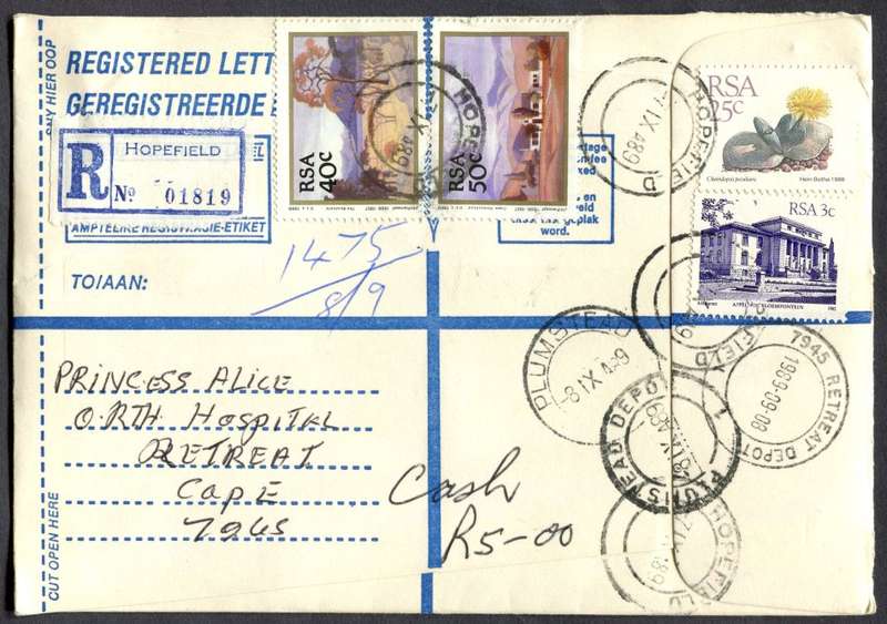 RSA - Cover Registered At Hopefield Post Office