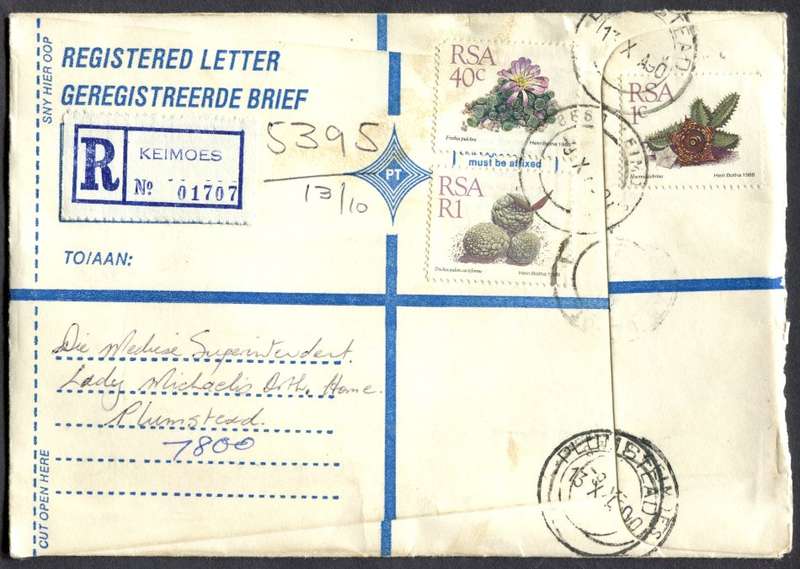 RSA - Cover Registered At Keimoes Post Office
