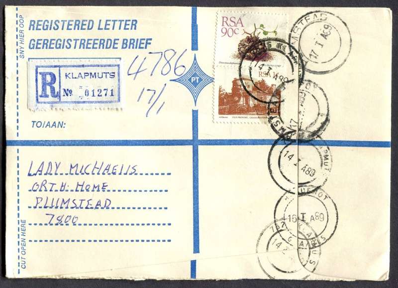 RSA - Cover Registered At Klapmuts Post Office