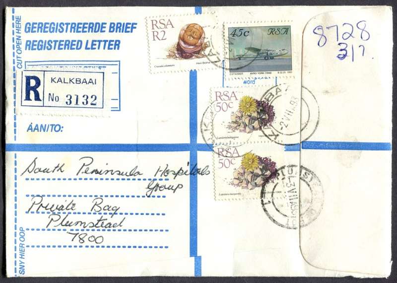 RSA - Cover Registered At Kalkbaai Post Office