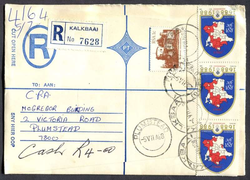 RSA - Cover Registered At Kalkbaai Post Office
