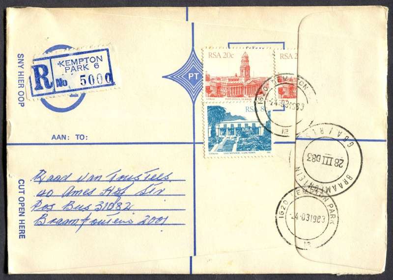 RSA - Cover Registered At Kempton Park Post Office