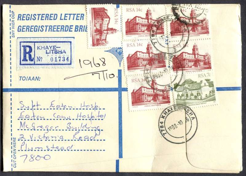 RSA - Cover Registered At Khayelitsha Post Office