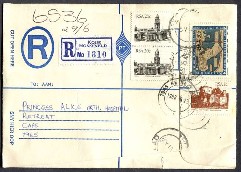 RSA - Cover Registered At Koue Bokkeveld Post Office