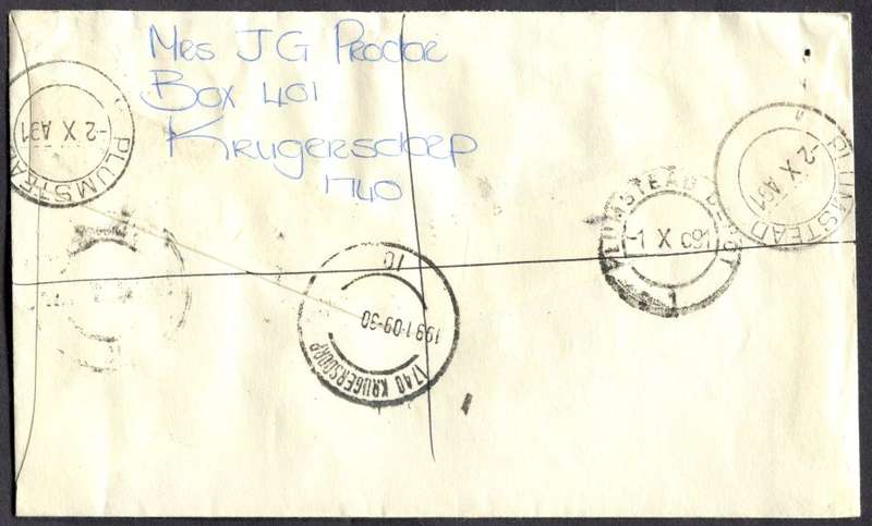 RSA - Cover Registered At Krugersdorp Post Office
