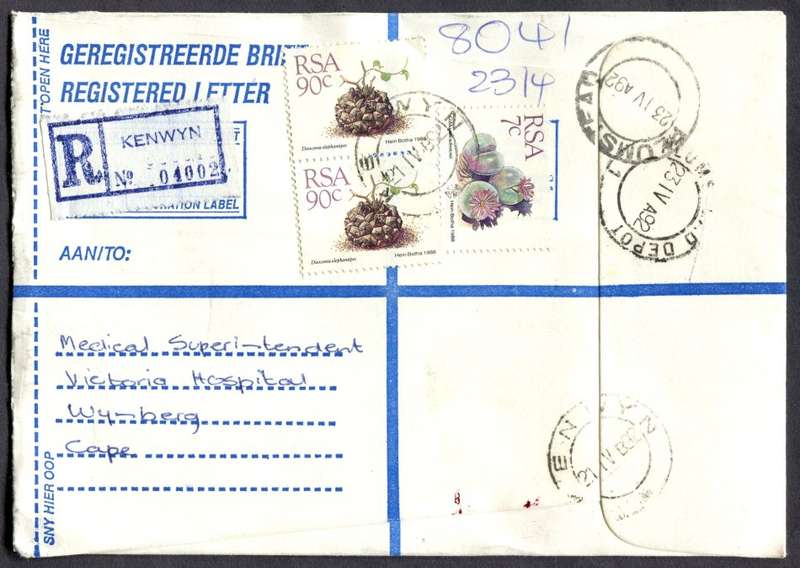 RSA - Cover Registered At Kenwyn Post Office