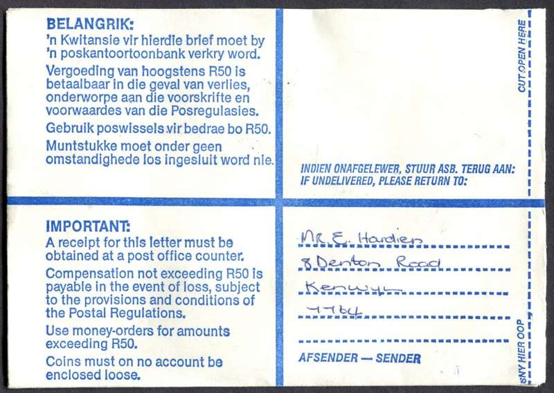 RSA - Cover Registered At Kenwyn Post Office