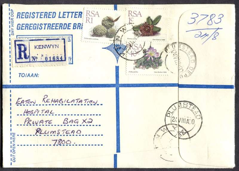 RSA - Cover Registered At Kenwyn Post Office