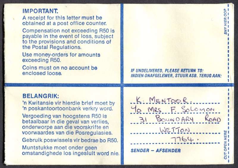 RSA - Cover Registered At Kenwyn Post Office