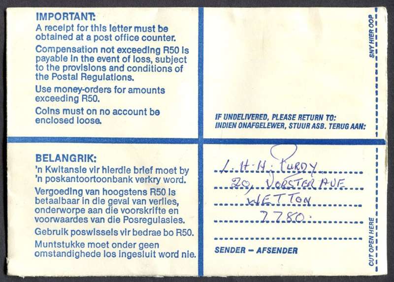 RSA - Cover Registered At Kenwyn Post Office