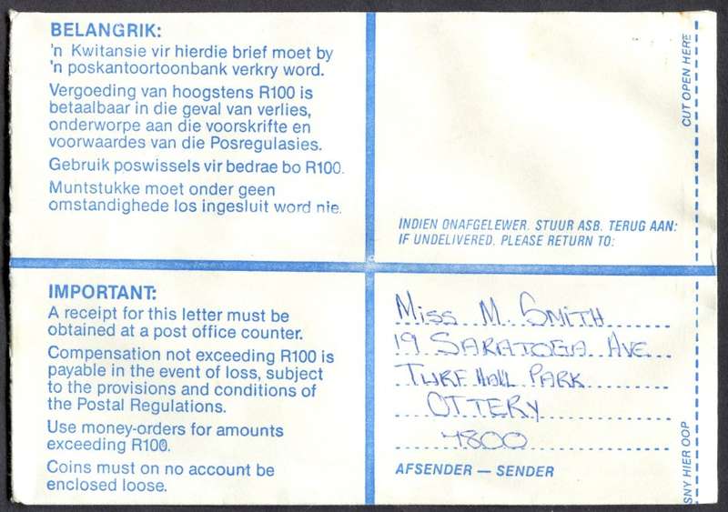 RSA - Cover Registered At Kenwyn Post Office
