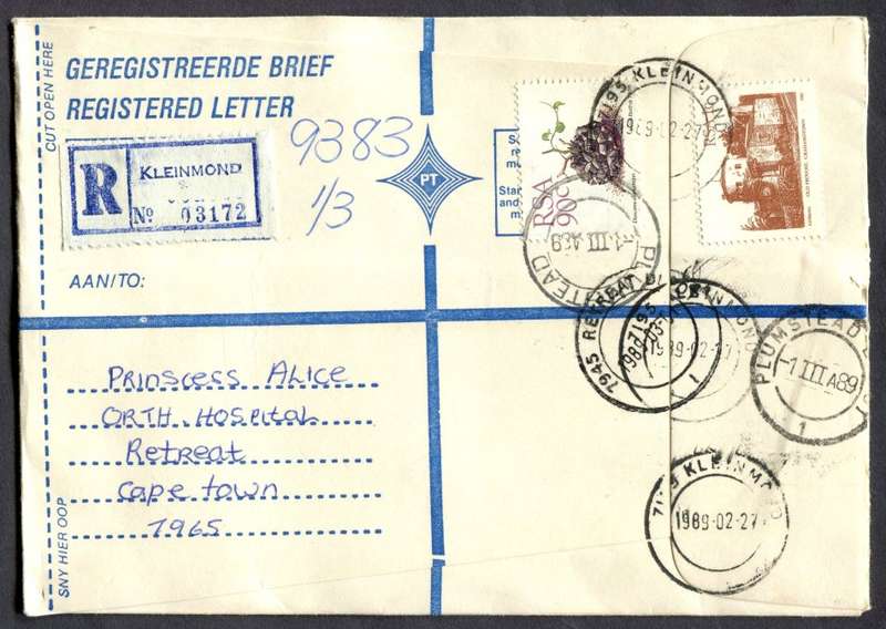 RSA - Cover Registered At Kleinmond Post Office