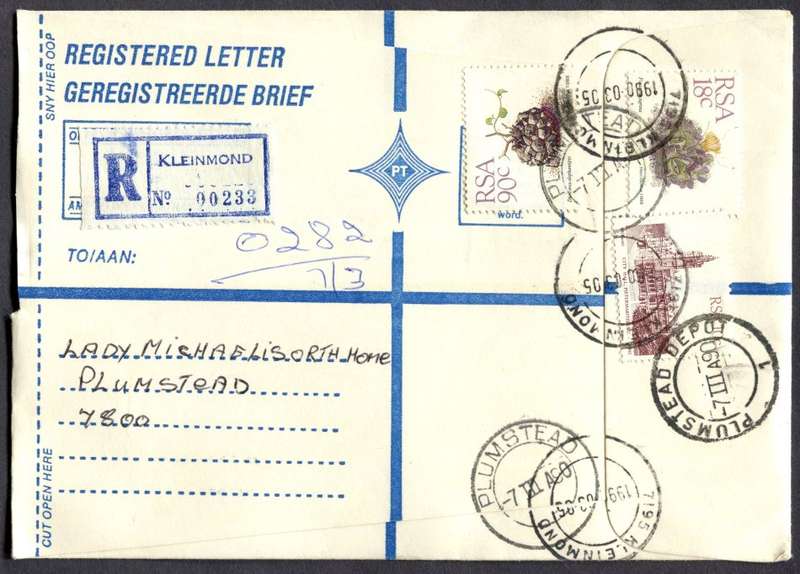 RSA - Cover Registered At Kleinmond Post Office