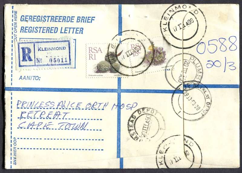 RSA - Cover Registered At Kleinmond Post Office