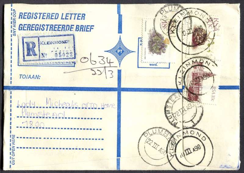 RSA - Cover Registered At Kleinmond Post Office