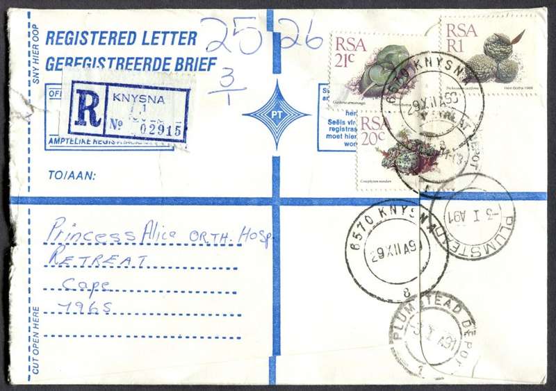 RSA - Cover Registered At Knysna Post Office