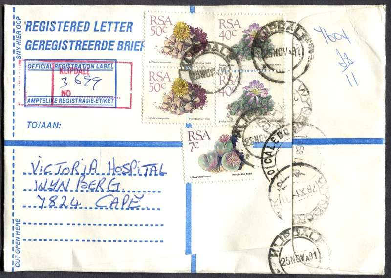 RSA - Cover Registered At Klipdale Post Office
