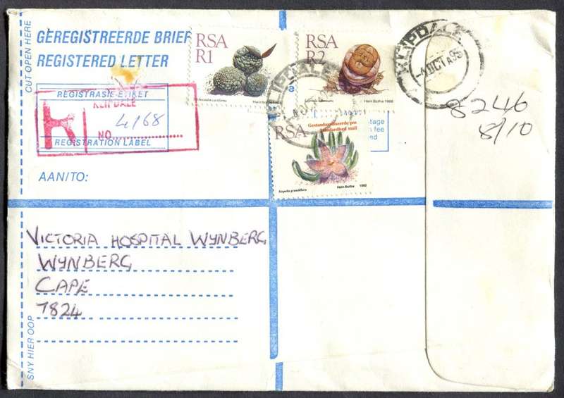 RSA - Cover Registered At Klipdale Post Office