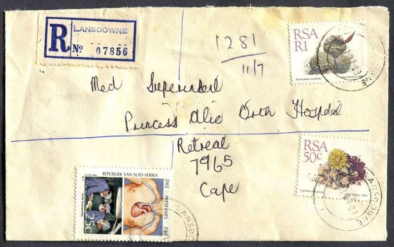 RSA - Cover Registered At Lansdowne Post Office