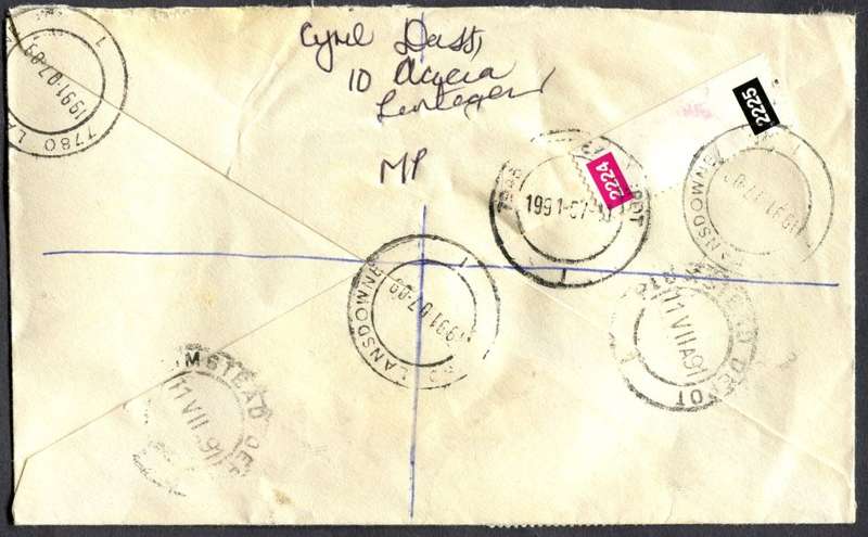RSA - Cover Registered At Lansdowne Post Office