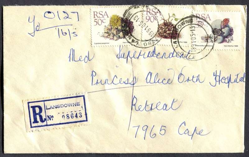 RSA - Cover Registered At Lansdowne Post Office