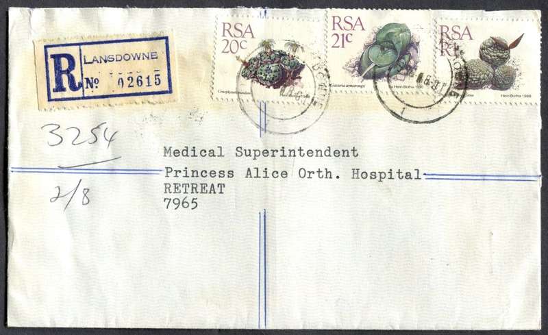 RSA - Cover Registered At Lansdowne Post Office