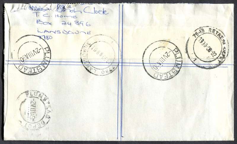 RSA - Cover Registered At Lansdowne Post Office