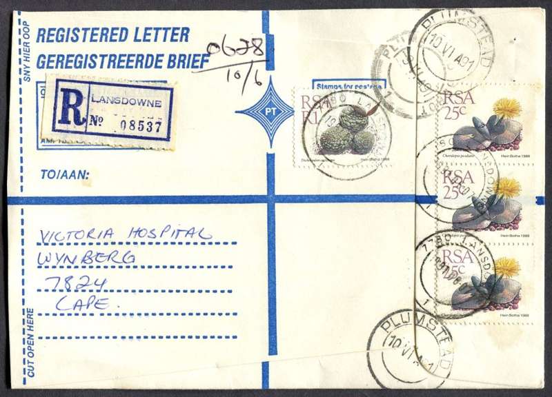 RSA - Cover Registered At Lansdowne Post Office