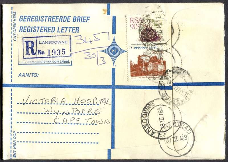 RSA - Cover Registered At Lansdowne Post Office