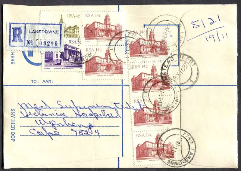 RSA - Cover Registered At Lansdowne Post Office