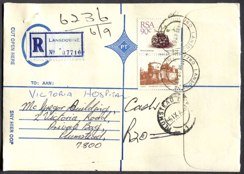 RSA - Cover Registered At Lansdowne Post Office