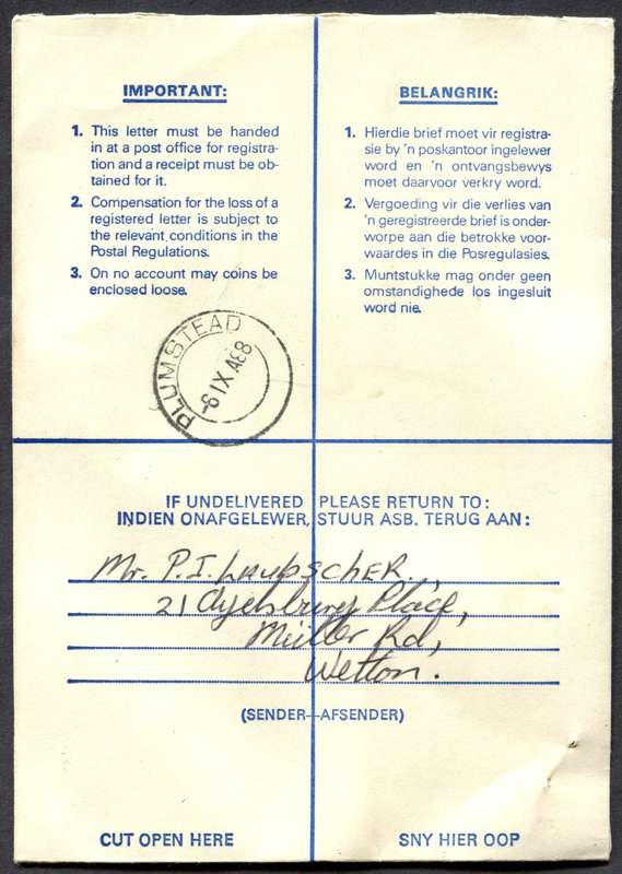 RSA - Cover Registered At Lansdowne Post Office