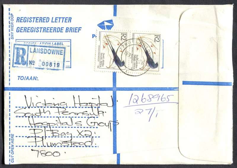 RSA - Cover Registered At Lansdowne Post Office