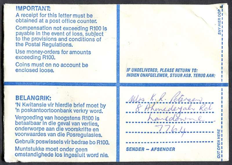 RSA - Cover Registered At Lansdowne Post Office