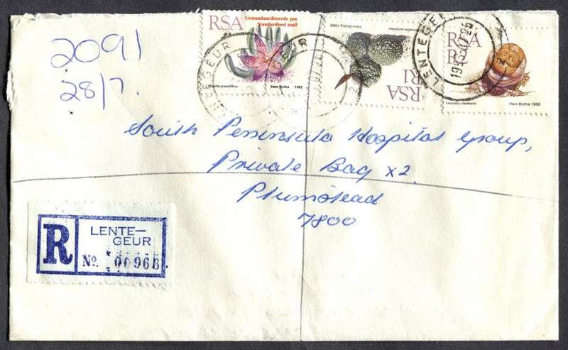 RSA - Cover Registered At Lentegeur Post Office