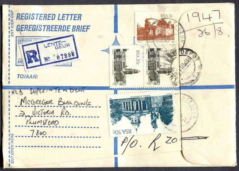 RSA - Cover Registered At Lentegeur Post Office