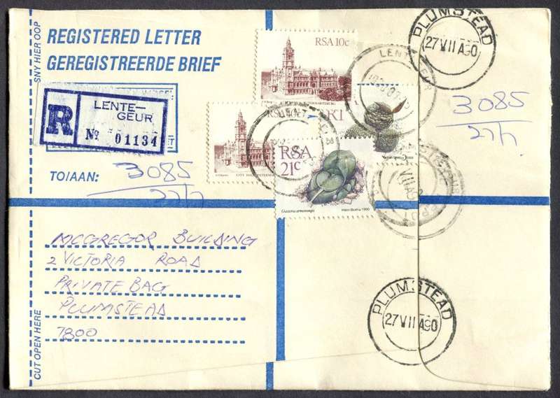 RSA - Cover Registered At Lentegeur Post Office