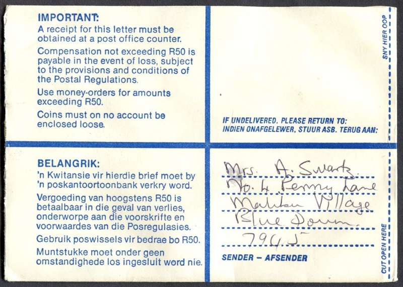 RSA - Cover Registered At Lentegeur Post Office