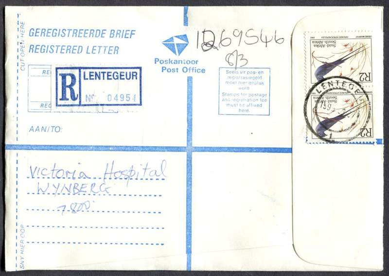 RSA - Cover Registered At Lentegeur Post Office
