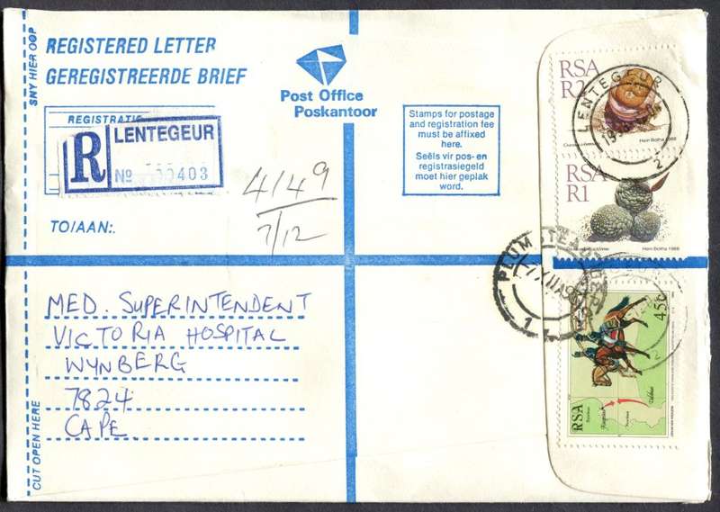 RSA - Cover Registered At Lentegeur Post Office