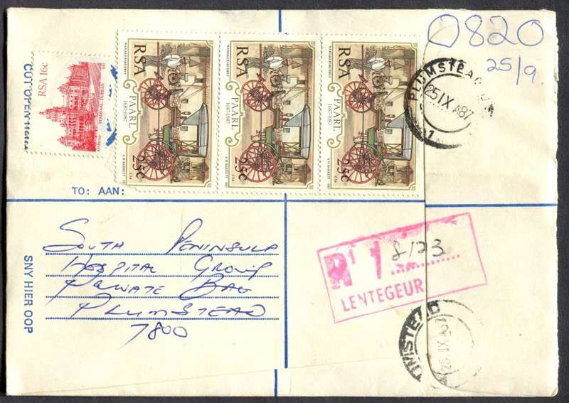 RSA - Cover Registered At Lentegeur Post Office